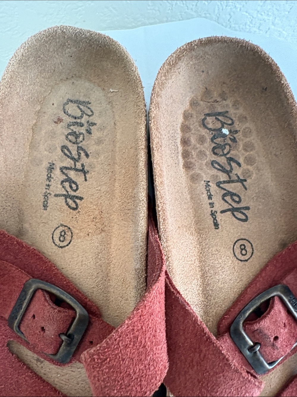 Women's Rust Suede Adjustable Buckle Slide Sandals size 8 Biostep - Picture 3 of 8